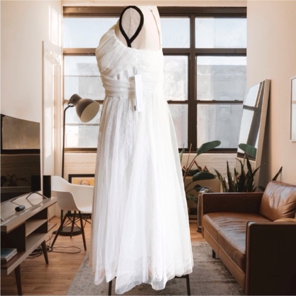 Aqua White Lace Mid Calf Fit & Flare Dress Size 6 - Picture 7 of 14